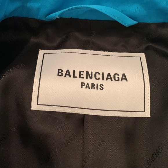 BALENCIAGA BLUE COTTON GABARDINE A-LINE TRENCH COAT W/BLACK ZIPPER ARM-HEMLINE 4 - Picture 16 of 16